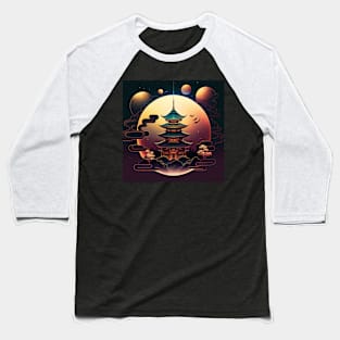 Japanese Temple Tokyo  Asian Inspired Retro Japan Baseball T-Shirt